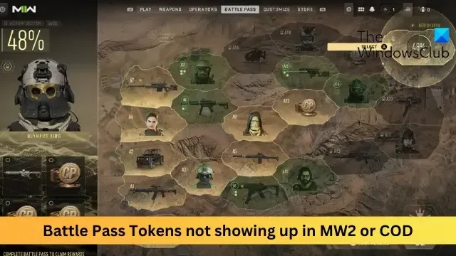Los tokens del Pase de batalla no aparecen en MW2 o COD
