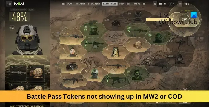 I gettoni Battle Pass non vengono visualizzati in MW2 o COD