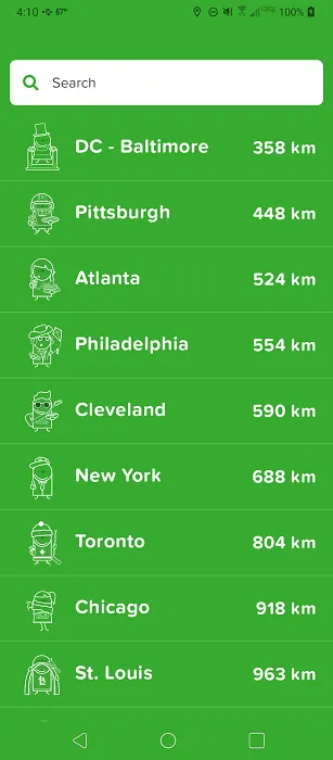 Opções de mapas disponíveis no aplicativo Citymapper.