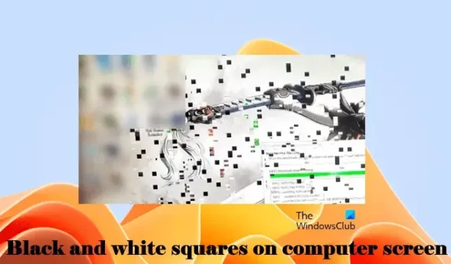 Herstel zwart-witte vierkanten op een computerscherm