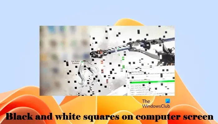 Écran d'ordinateur carrés noirs et blancs