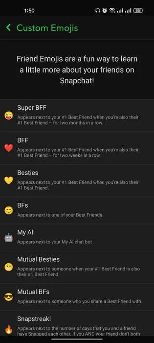 Scegliere quale emoji personalizzare nell'app Snapchat.