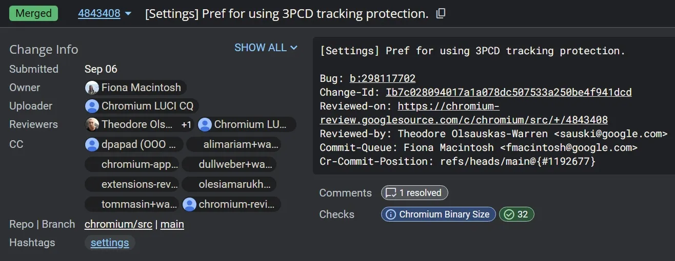 Funzionalità di protezione dal tracciamento di Chrome