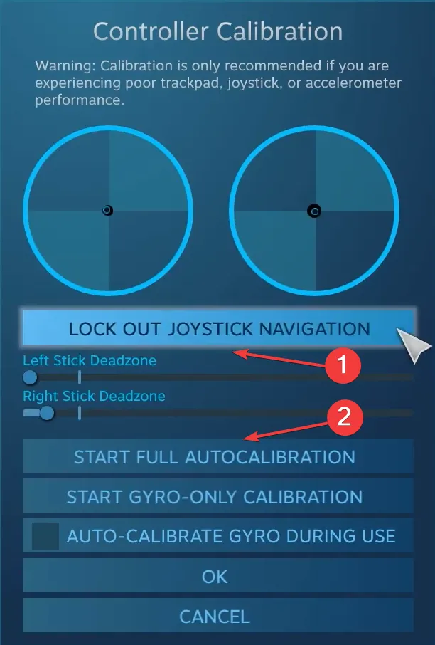 verrouiller la navigation par joystick