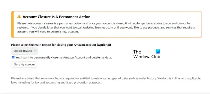 Cerrar cuenta de Amazon