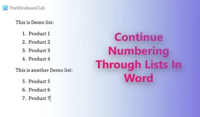 Cómo seguir numerando dos listas en Word