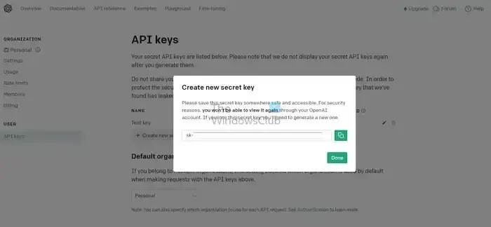 Copiar chave API Janitor Ai