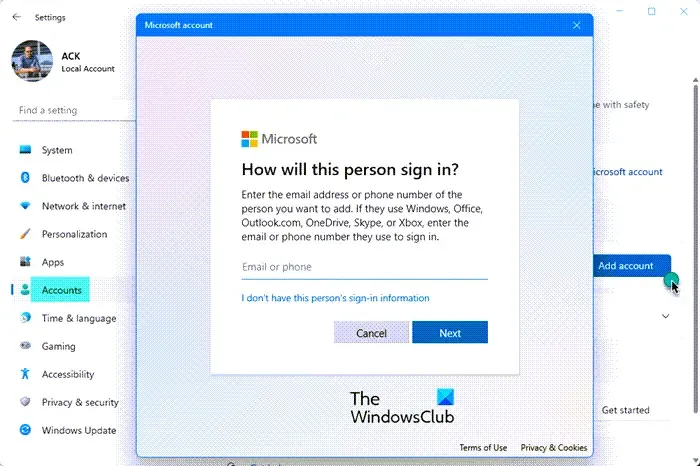 Erstellen Sie ein neues Benutzerkonto für Windows 11