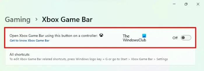 Desativar barra de jogo Xbox