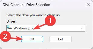 Selecteer Windows C