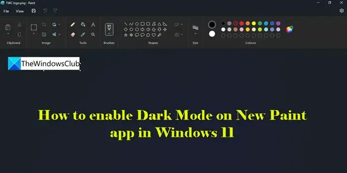 Abilita la modalità oscura nell'app Paint