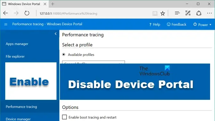 Aktivieren oder deaktivieren Sie das Geräteportal in Windows