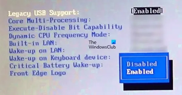 Abilita supporto USB legacy