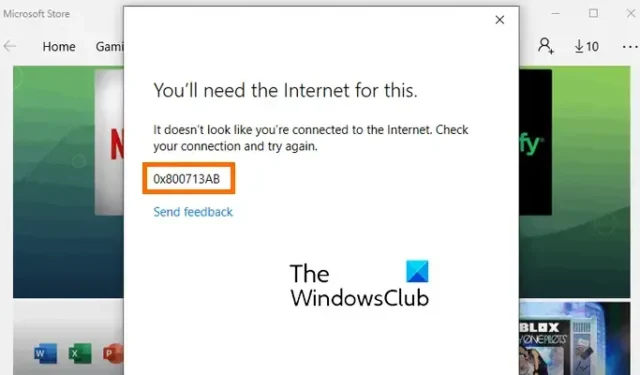 Erreur 0x800713AB, Windows n’est pas connecté à Internet