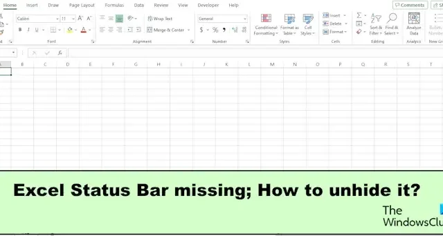 Excel-statusbalk ontbreekt; Hoe het zichtbaar te maken?