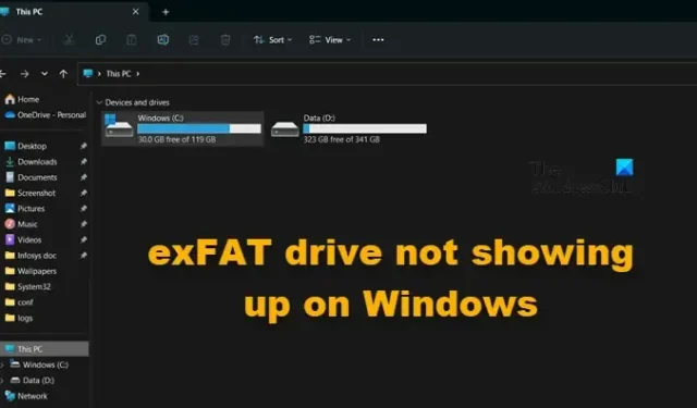 exFAT-Laufwerk wird unter Windows 11/10 nicht angezeigt