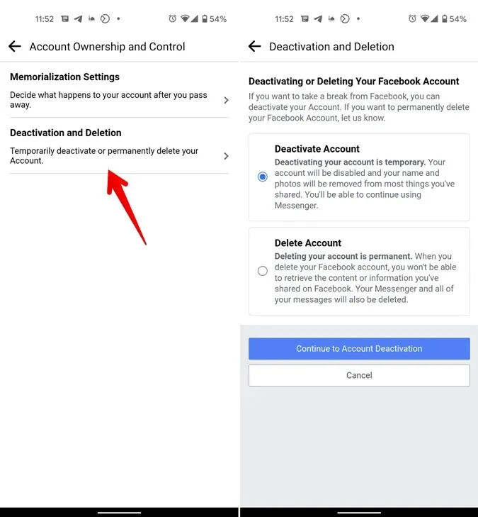 Facebook Android Eliminar o Desactivar