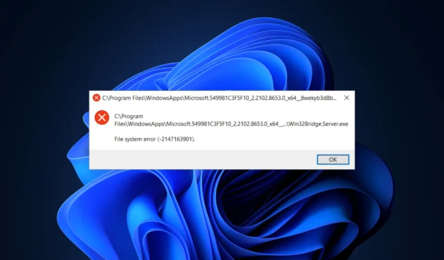 Poprawka: błąd systemu plików (-2147163901) w systemie Windows 11