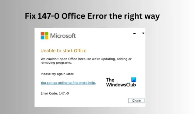 Solucione el código de error de Office 147-0 de la manera correcta