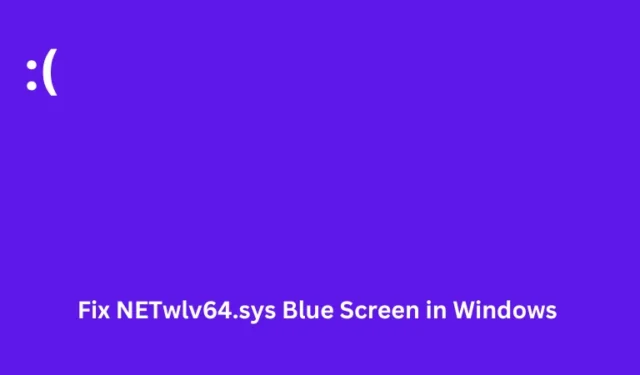 Hoe het blauwe scherm van NETwlv64.sys op Windows 11/10 te repareren