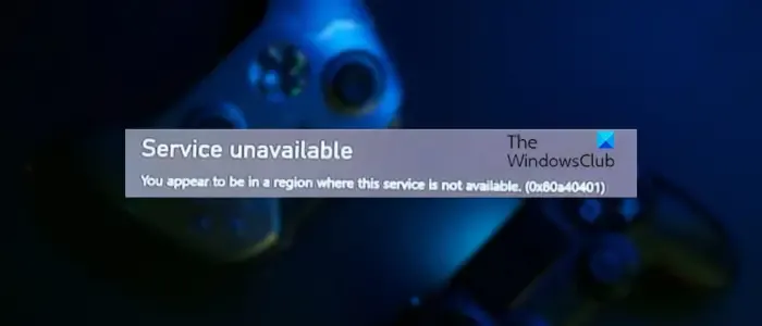 Errore Xbox 0x80a40401
