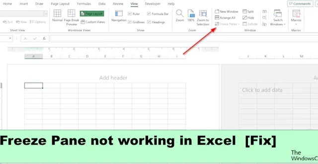 Excel에서 창 고정이 작동하지 않음 [수정]