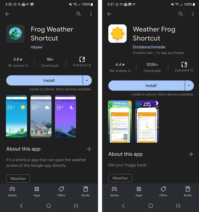 Apps von Drittanbietern, die Froggy auf Ihr Android-Gerät bringen.
