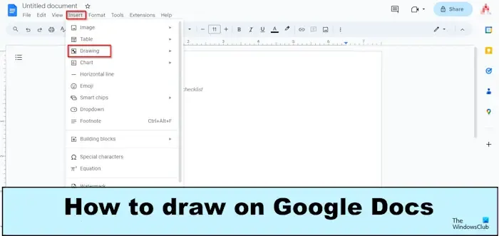Como desenhar no Google Docs