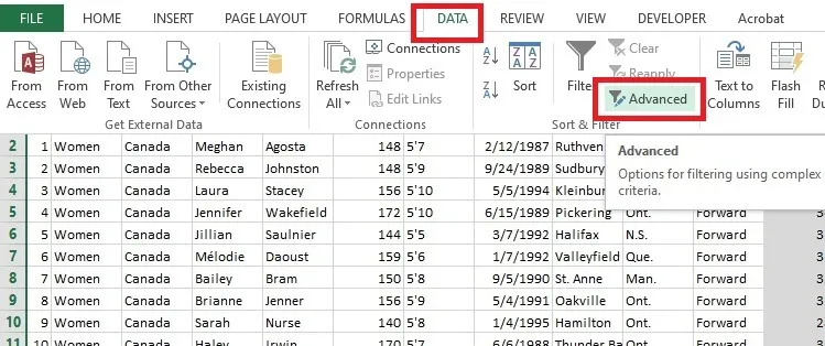 Scegli un filtro dati avanzato in Excel