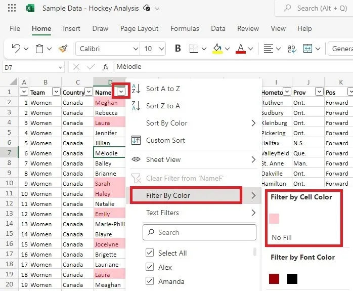 Filtra e ordina per colore in Excel