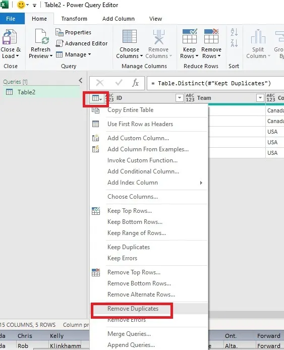 Rimuovere ulteriori duplicati da Power Query di Excel