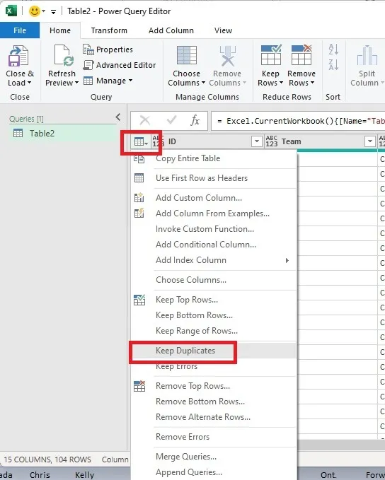 Conserva i duplicati nella Power Query di Excel