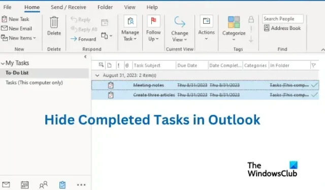 Outlook で完了したタスクをアーカイブ、削除、または非表示にする方法