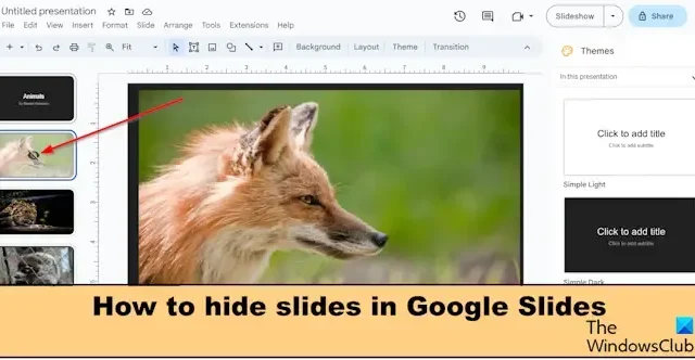 Come nascondere le diapositive in Presentazioni Google