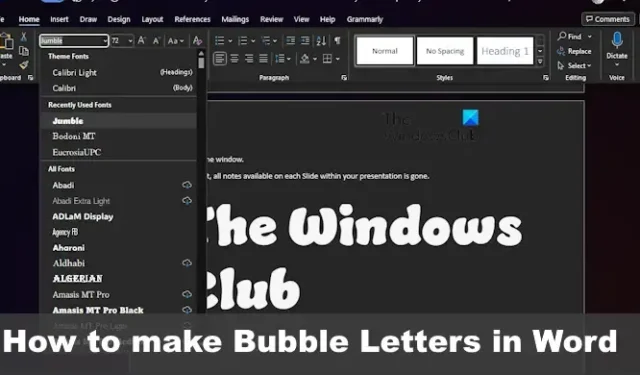 Comment créer des lettres à bulles dans Word