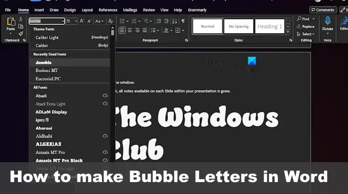 Cómo hacer letras de burbujas en Word