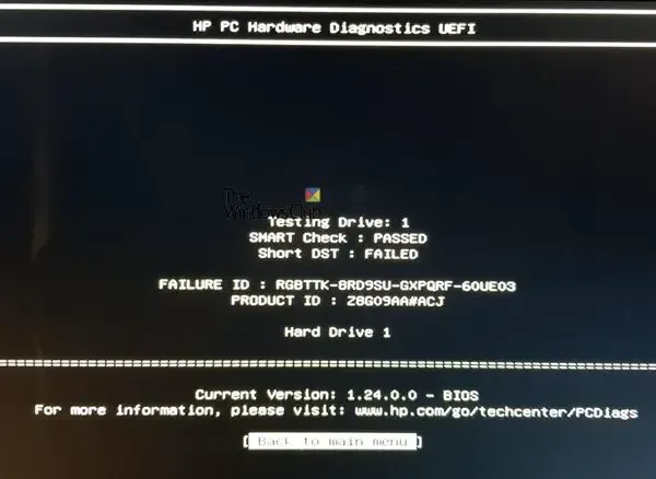 Diagnóstico de hardware de PC HP.