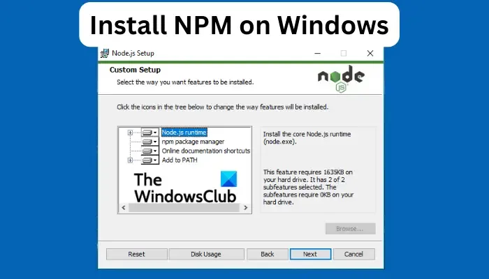 Installieren Sie NPM unter Windows