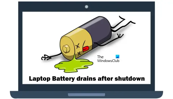 A bateria do laptop descarrega após o desligamento