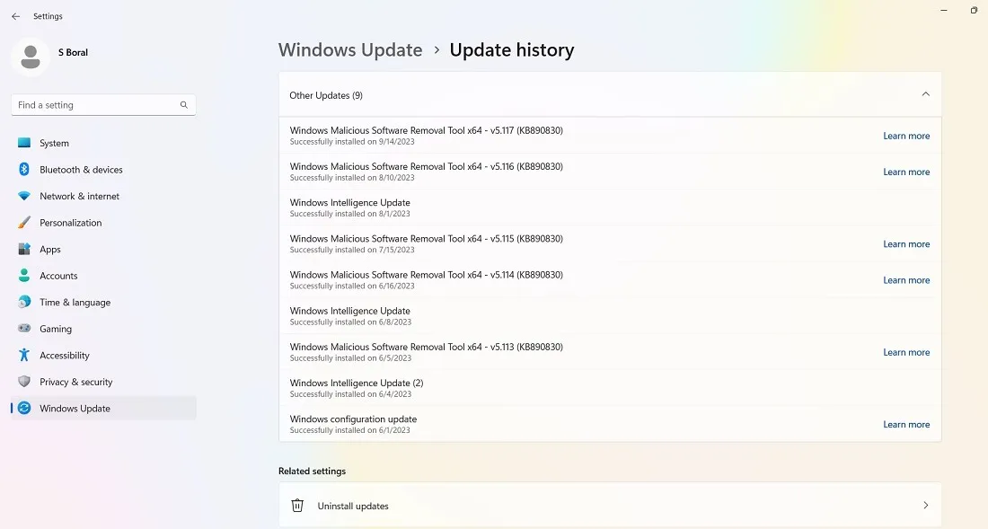 Una cronologia di altri aggiornamenti in Windows 11 per settembre 2023.