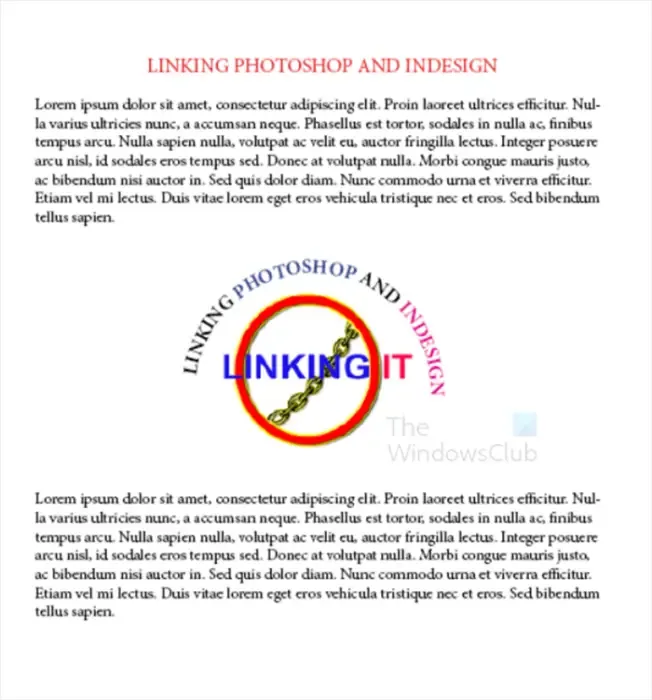 Lien Photoshop et InDesign - fichier InDesign