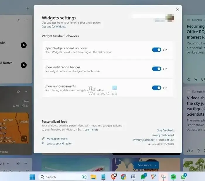 Como desligar notificações de widget no Windows 11