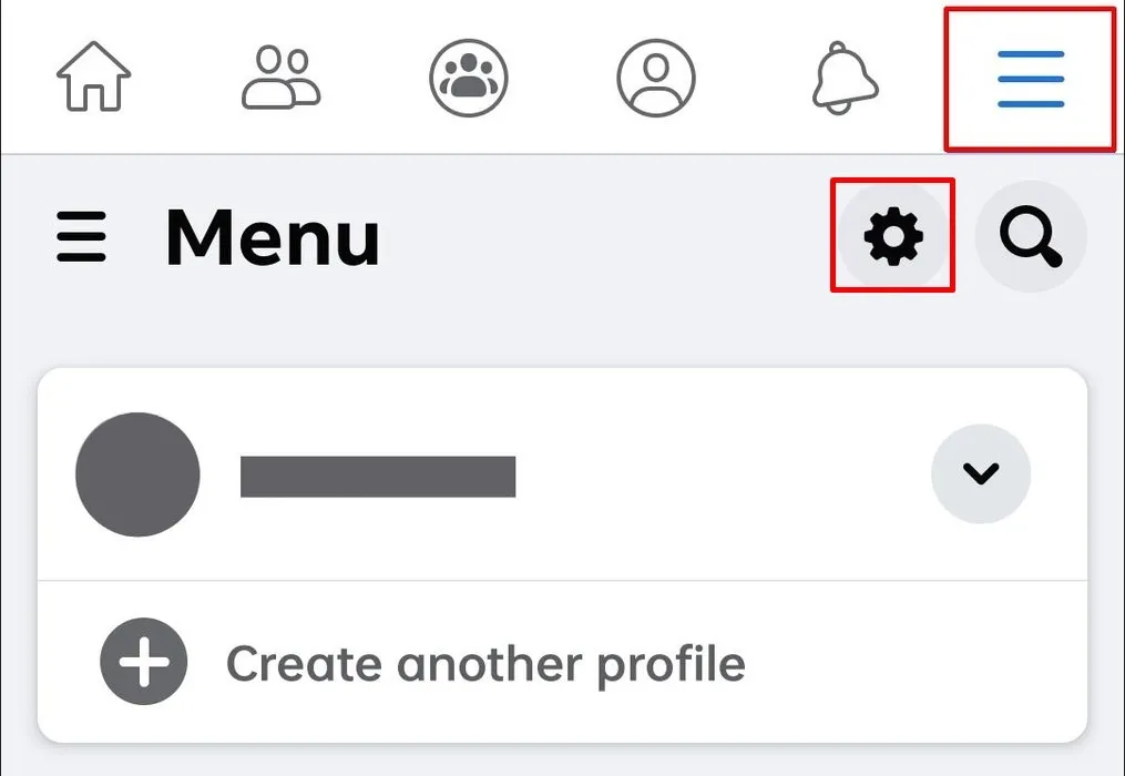 點擊 Facebook 移動應用程序中的“菜單”按鈕。