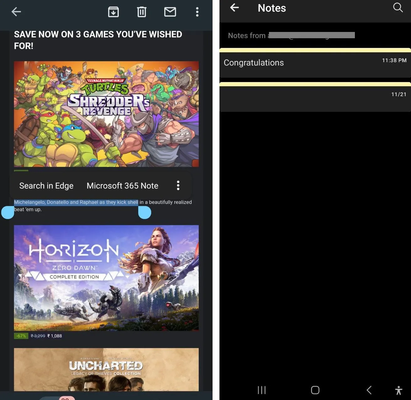 Microsoft bloat Android-menu
