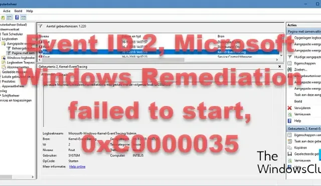 Microsoft Windows 修復の開始に失敗しました 0xC0000035