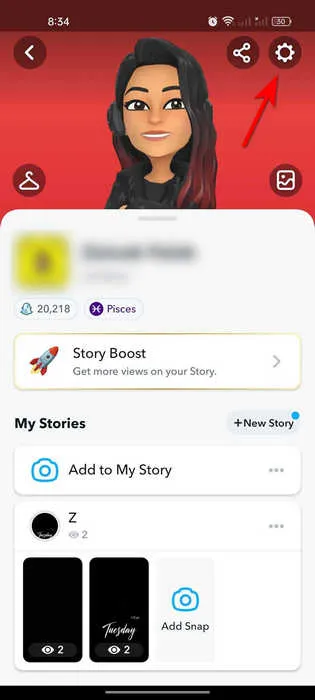 Öffnen Sie die Snapchat-Einstellungen in der App.