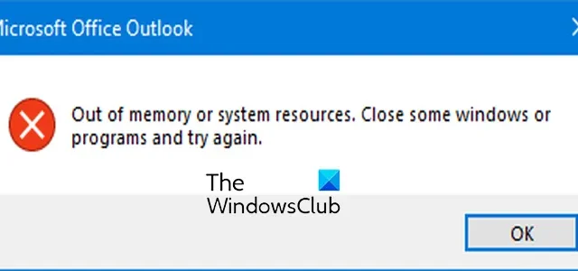 Erro de falta de memória ou recursos do sistema do Outlook [Correção]