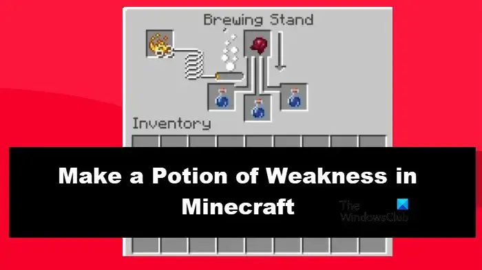 crea la ricetta della pozione di debolezza in Minecraft