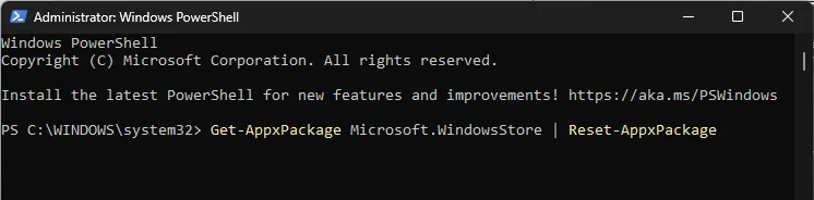 Zresetuj błąd systemu plików Microsoft Store (-2147163901) w systemie Windows 11