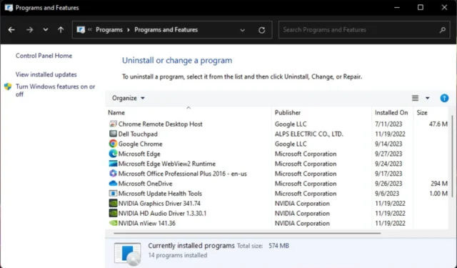 Oplossing: het Configuratiescherm toont niet alle programma’s op Windows 11